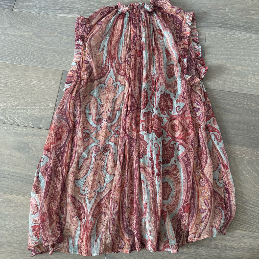 Zimmermann Silk Paisley Sleeveless Blouse Top Pink Blue Orange Size 3 Us Large